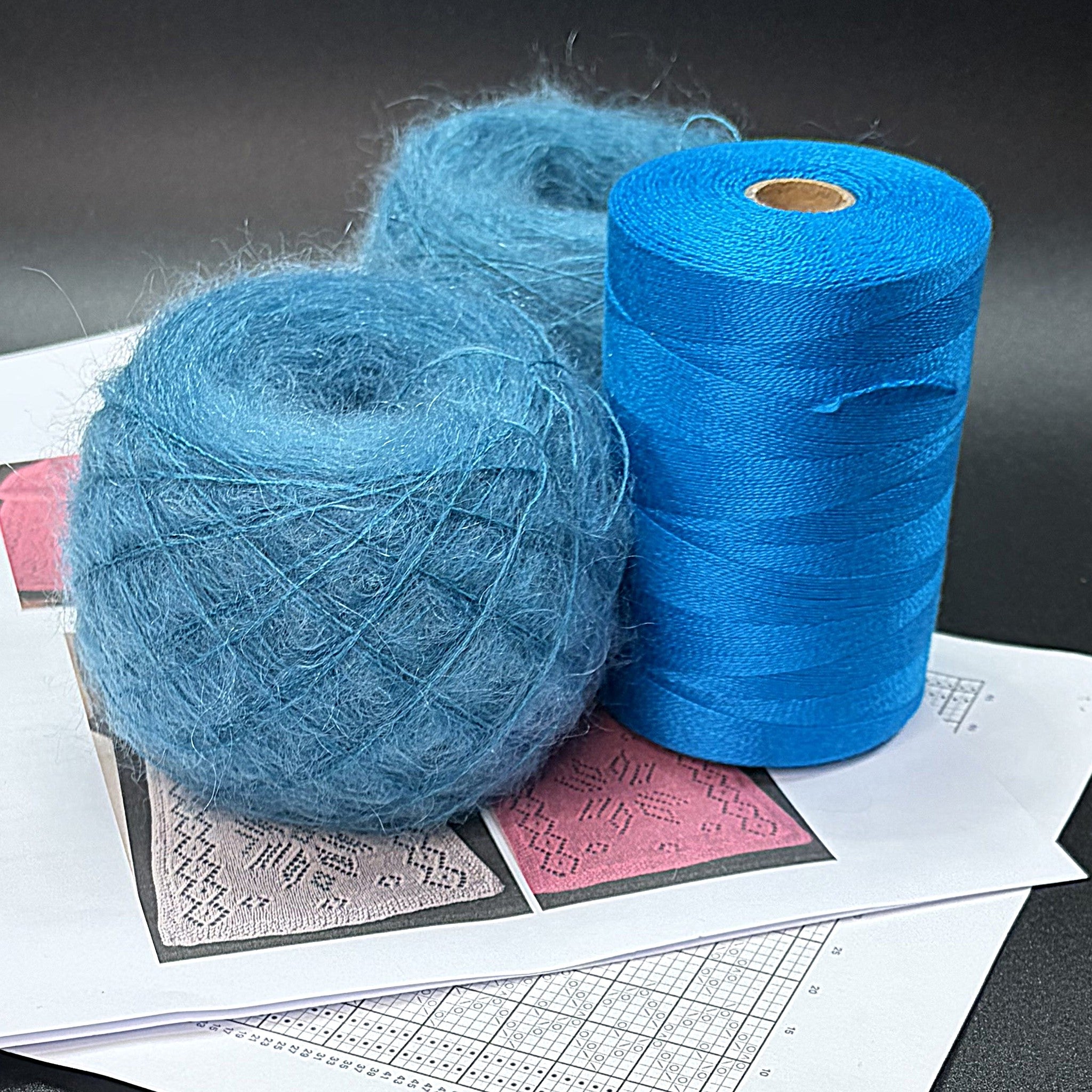 Mohair and Tencel scarf knitting set / Ensemble pour foulard en Tencel et Mohair (Tricot)